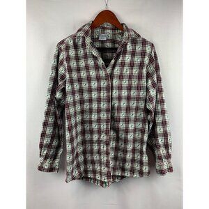 Cascade Blues Womens S Plaid Button-Up Shirt 100% Cotton Long Sleeve